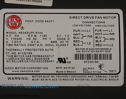 Blower Motor 9F30189 Alternate Product View