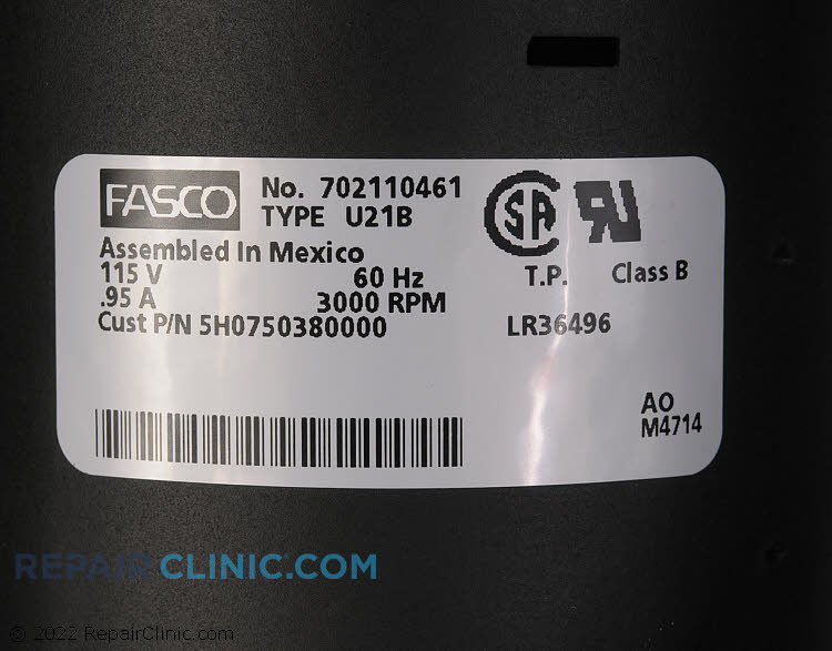 Exhaust Fan Motor 5H75038 Alternate Product View