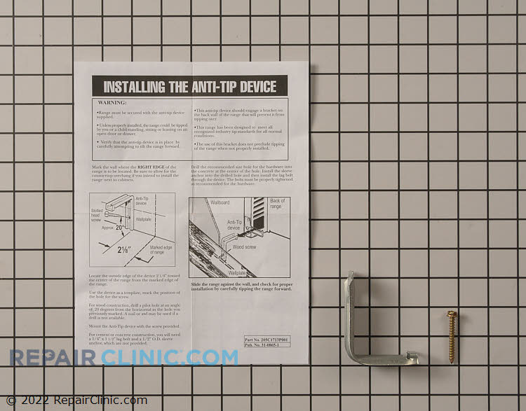 Range/Stove/Oven AntiTip Bracket WB2K20 Fast Shipping Repair Clinic