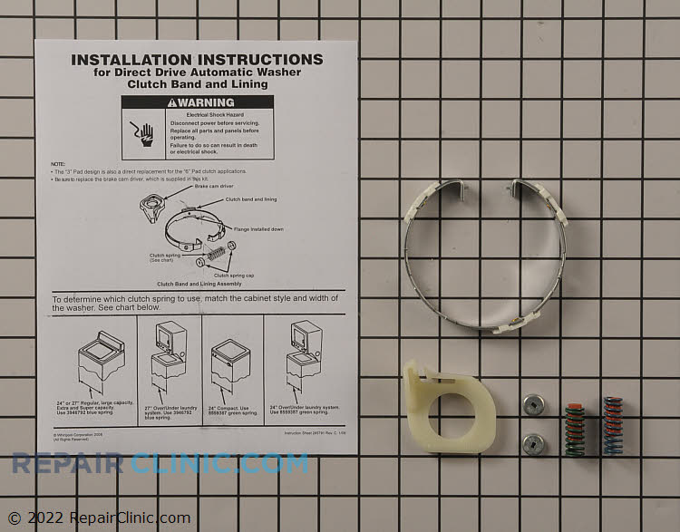 Whirlpool/Kenmore Washer Clutch Band Kit Replacement 285790 Repair