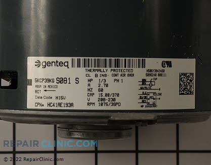 Condenser Fan Motor HC41AE193 Alternate Product View