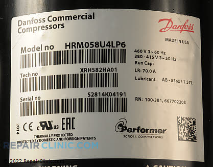 Compressor HRM058U4LP6 Alternate Product View