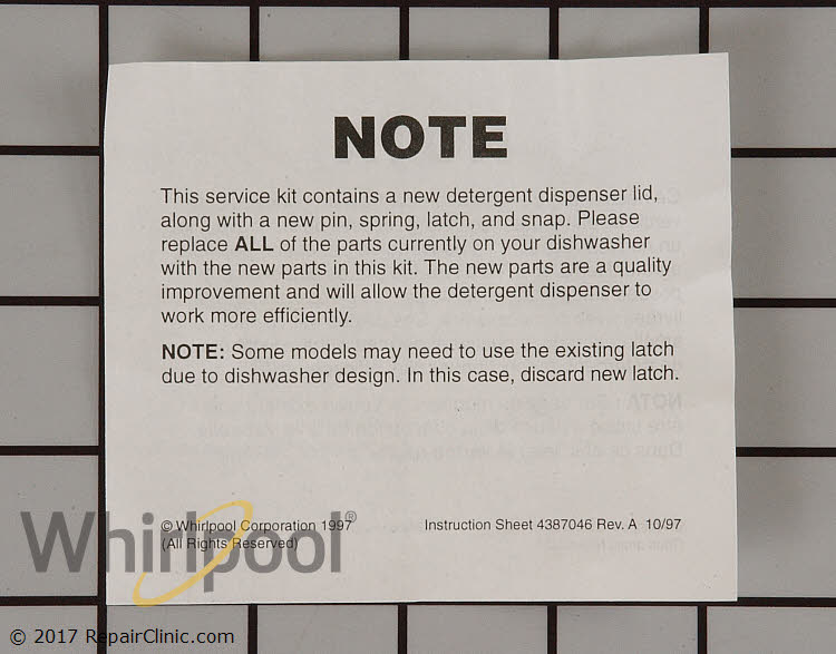 Detergent Dispenser Cover 4387043 Whirlpool Replacement Parts