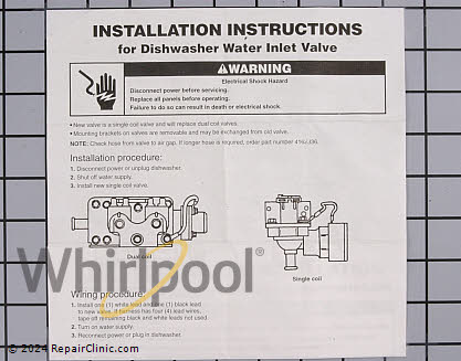 Water Inlet Valve WP4171000 Alternate Product View