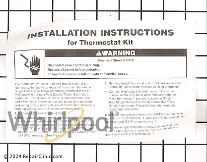 High Limit Thermostat 279054 Alternate Product View