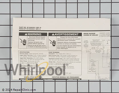 Tech Sheet W10082651 Alternate Product View