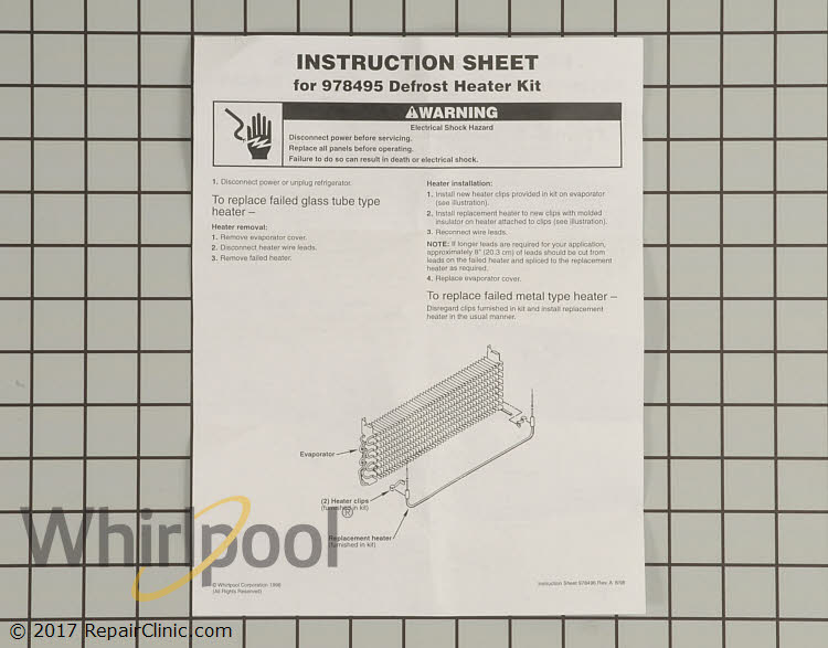 Defrost Heater Assembly 978495 Alternate Product View