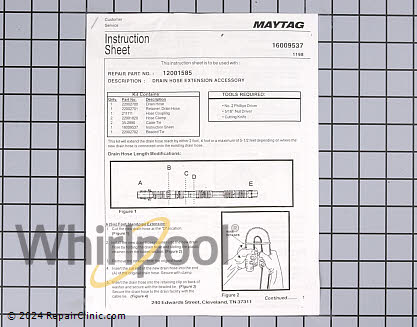 Drain Hose 12001585 Alternate Product View