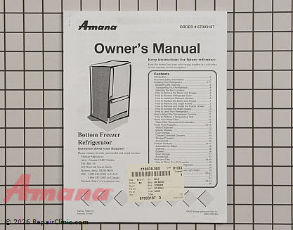 Owner's Manual 67003187 Alternate Product View