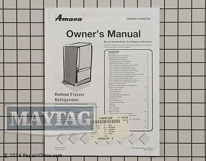 Owner's Manual 67003187 Alternate Product View