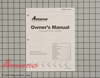 Owner's Manual 12401532 Alternate Product View