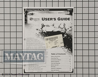 Owner's Manual 21001866 Alternate Product View