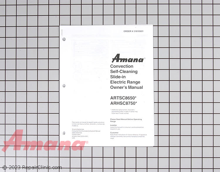 Owner's Manual 31810601 Alternate Product View