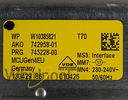 Motor Control Board WPW10385821 Alternate Product View