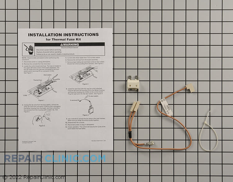 Dishwasher thermal fuse kit with harness - Item Number 675813