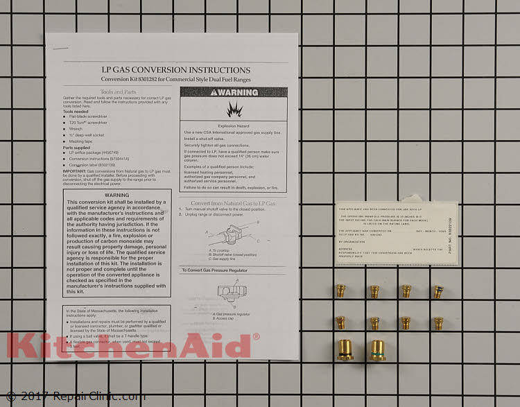 Conversion Kit WP8301282 KitchenAid Replacement Parts