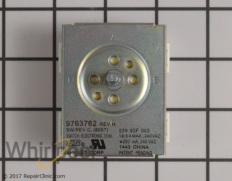 Surface Element Switch WP9763762 Whirlpool Replacement Parts