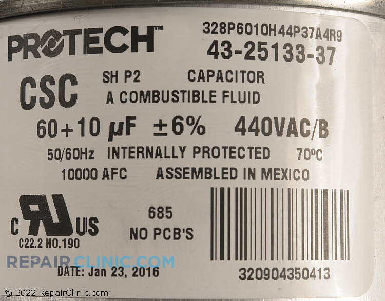 Air Conditioner Dual Run Capacitor 43-25133-37 Part | 43