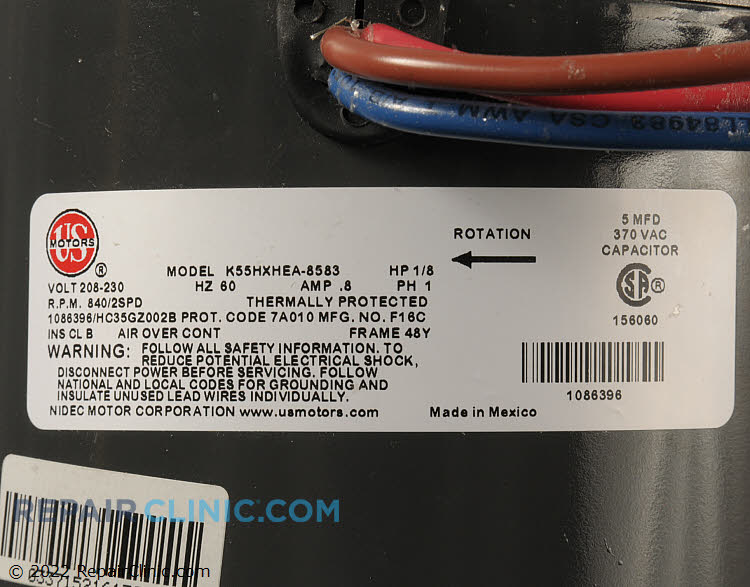 Condenser Fan Motor 1086396 Alternate Product View