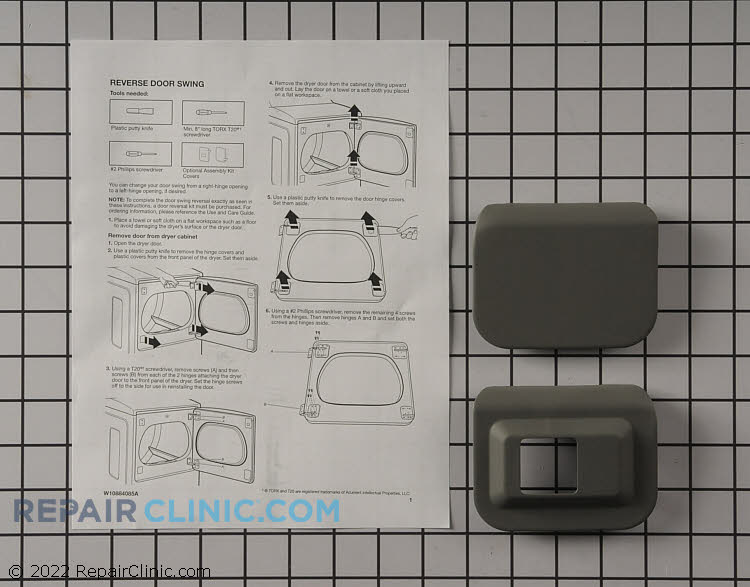 Dryer Door Reversal Kit W10895250 Fast Shipping Repair Clinic