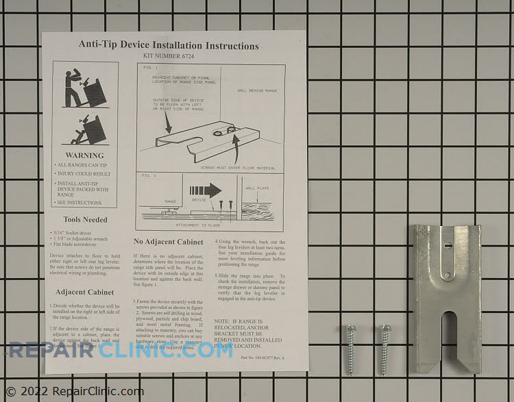 Range/Stove/Oven AntiTip Bracket 6724 Fast Shipping