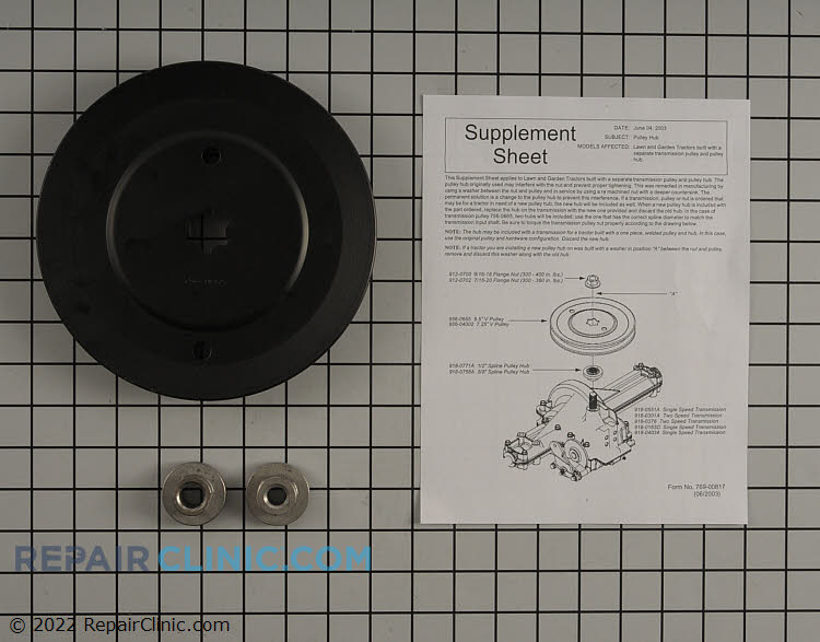 Pulley-trans w/hubs 956-0665 Alternate Product View