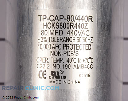 Run Capacitor TP-CAP-80/440R Alternate Product View