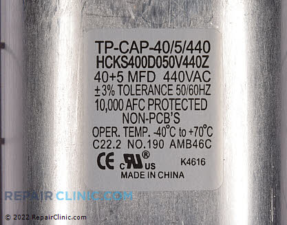 Dual Run Capacitor TP-CAP-40/5/440 Alternate Product View