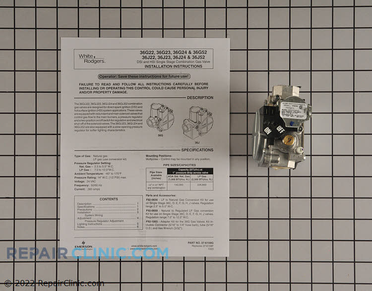 B1282628S Gas Valve Assembly