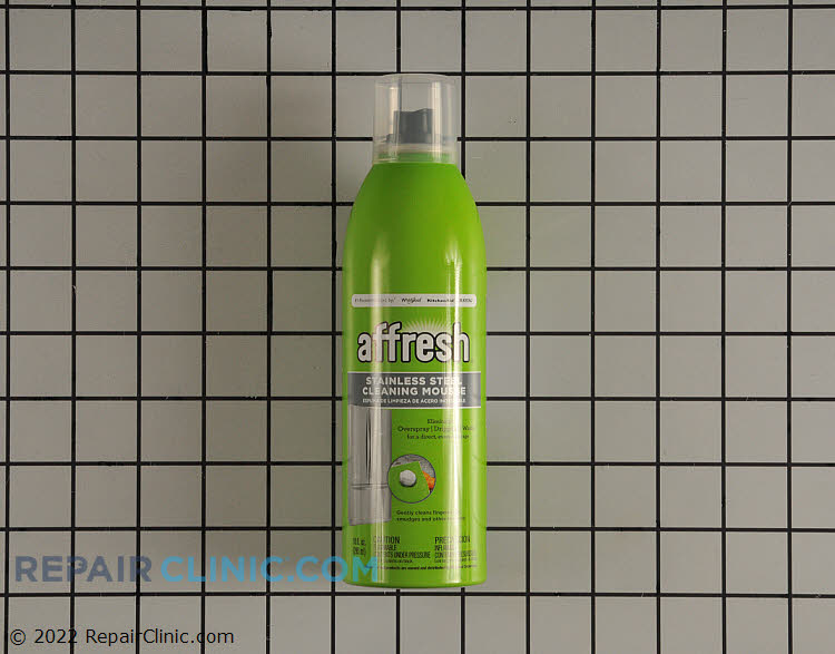 Affresh® Stainless Steel Cleaning Mousse is specially formulated to eliminate overspray, dripping, and waste for a direct, even coverage that gently cleans fingerprints, smudges, and other residues from your stainless-steel appliances.