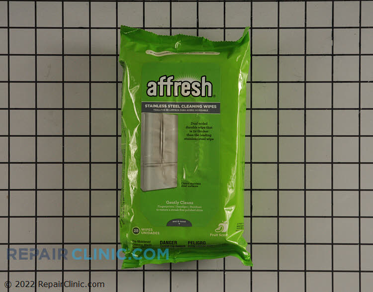 Affresh® Stainless Steel Cleaning Wipes are designed to gently clean fingerprints, smudges and other residues on all stainless-steel surfaces, including refrigerators, range hoods, ovens, dishwashers, and microwaves, for a streak-free shine. 28 count.