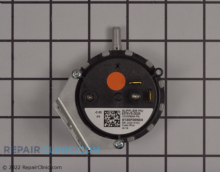 Goodman OEM Furnace Air Pressure Switch .75" B1370179 