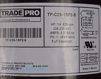Blower Motor TP-C25-1SP2-8 Alternate Product View