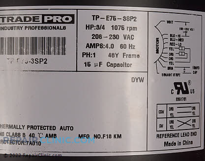 Blower Motor TP-E75-3SP2 Alternate Product View