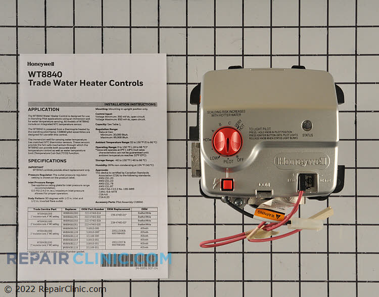 Gas Valve Assembly WT8840A1000 Fast Shipping Repair Clinic