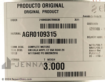 Vent Fan Motor W11157080 Alternate Product View