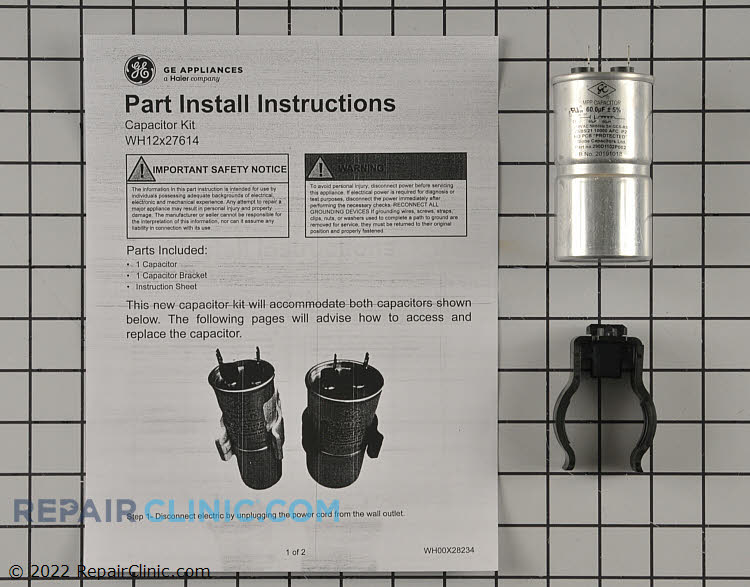 GE Washer Capacitor & Bracket Replacement WH12X27614
