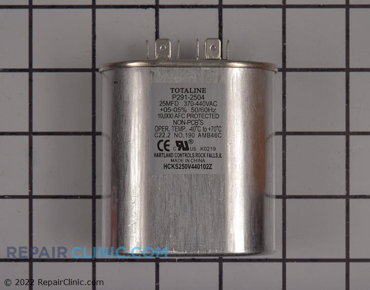 Run capacitor single oval 370 V 25uF