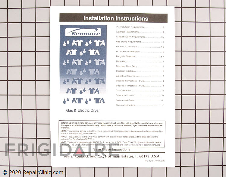 131844000 Installation Instructions