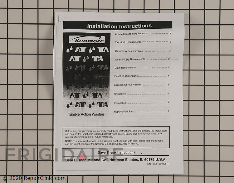 131801800 Installation Instructions