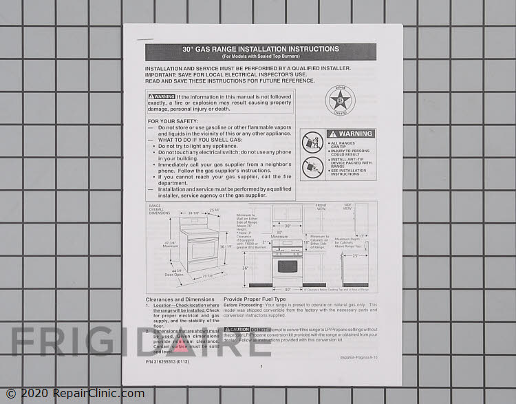 316259313 Installation Instructions
