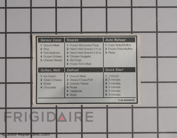 5304470586 Electrolux Label