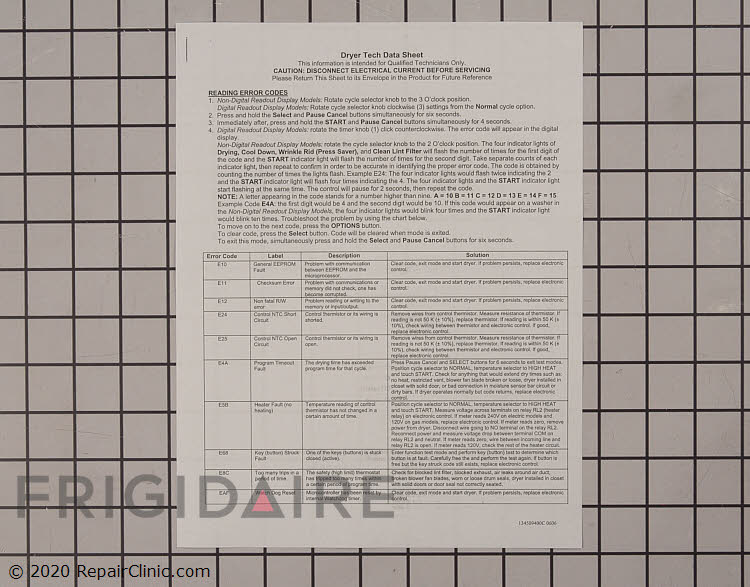 Tech Sheet 134509400 Alternate Product View
