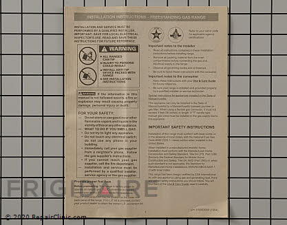 Installation Instructions 316903000 Alternate Product View