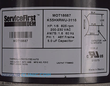 Condenser Fan Motor MOT18687 Alternate Product View