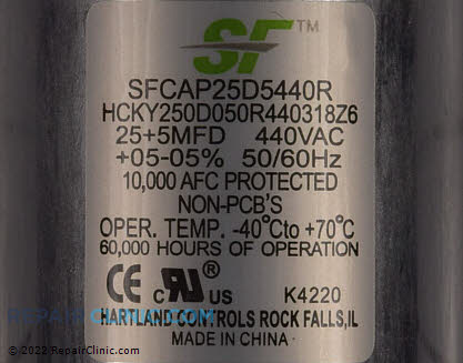 Dual Run Capacitor SFCAP25D5440R Alternate Product View