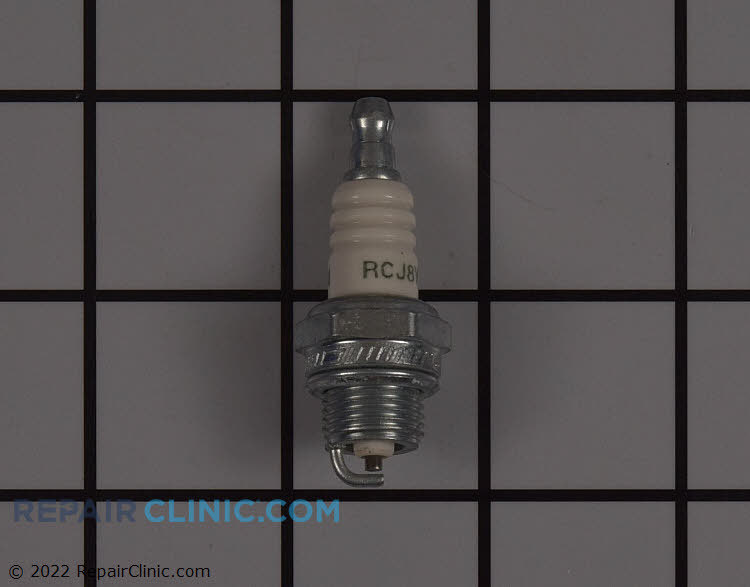 Champion Spark Plug (RCJ8Y). The spark plug ignites the fuel and air mixture in the cylinder to power the engine. If the spark plug is burnt, fouled or damaged the engine may not start or may run rough.