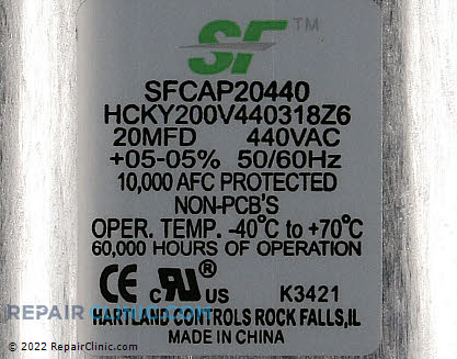 Run Capacitor SFCAP20440 Alternate Product View
