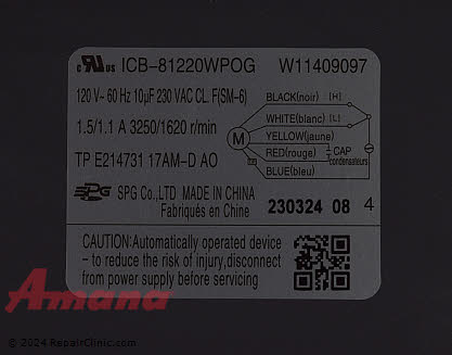 Fan Motor W11442100 Alternate Product View