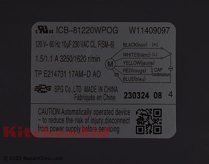 Fan Motor W11442100 Alternate Product View